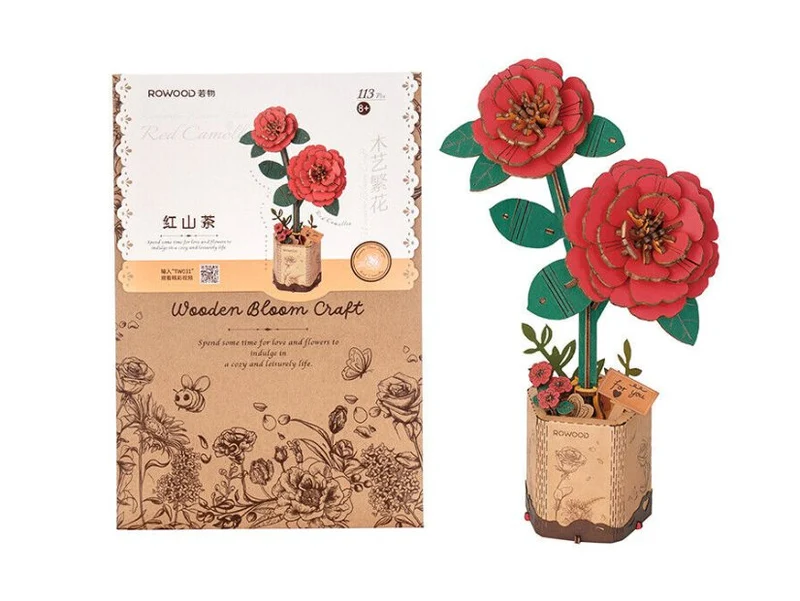 Maquette fleur miniature - Camélia rouge (Red Camellia) - Rowood