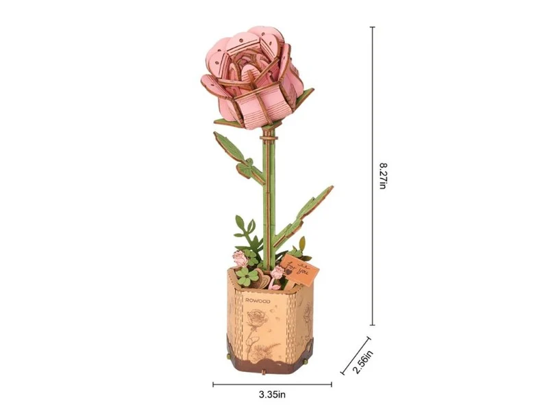 Maquette fleur miniature - Rosier rose (Pink Rose) - Rowood