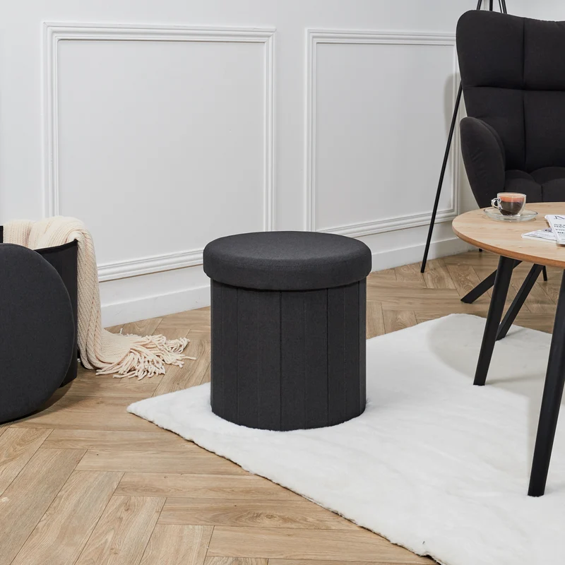COFFRE POUF PLIABLE NOIR PILLS