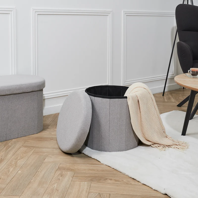COFFRE POUF PLIABLE GRIS PILLS