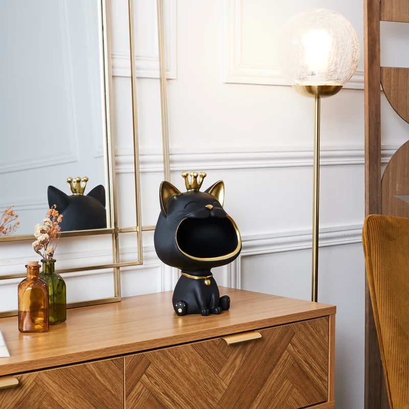 STATUE CHAT NOIR VIDE POCHE
