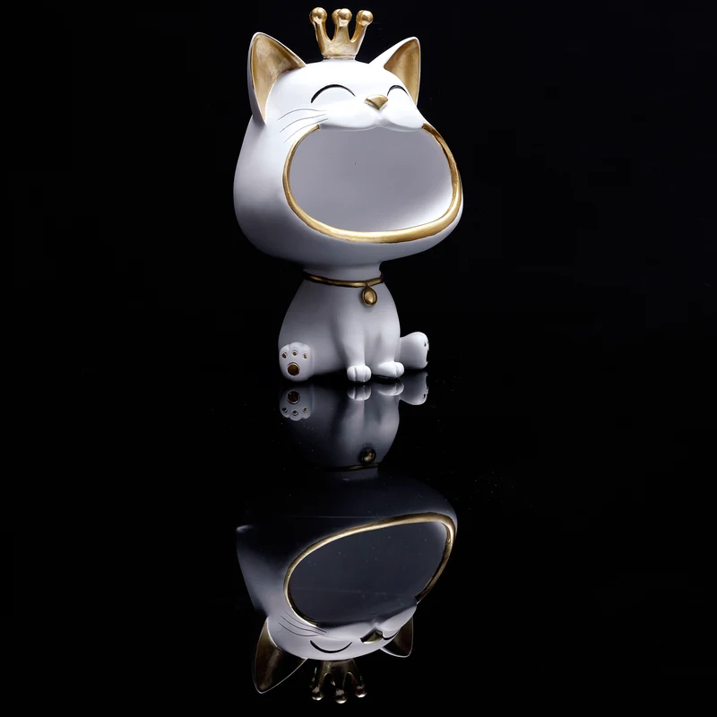 STATUE CHAT BLANC VIDE POCHE