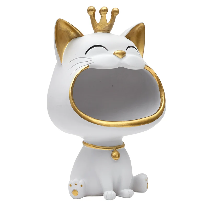 STATUE CHAT BLANC VIDE POCHE