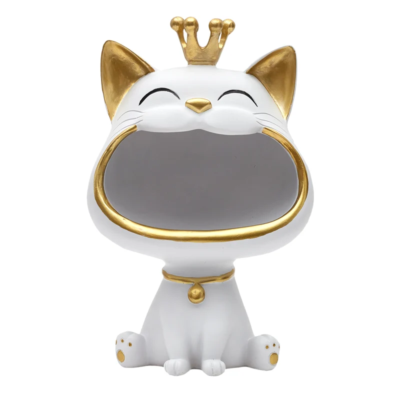 STATUE CHAT BLANC VIDE POCHE