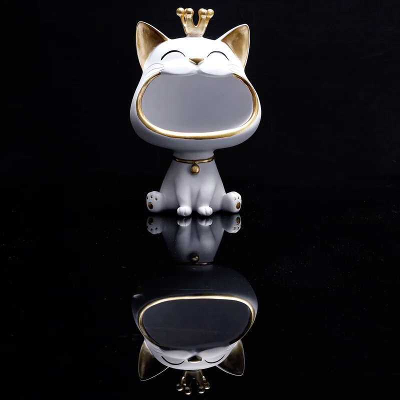 STATUE CHAT BLANC VIDE POCHE
