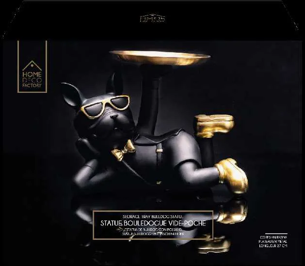 STATUE BULLDOG NOIR VIDE POCHE