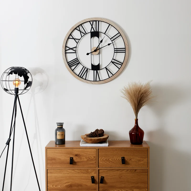 HORLOGE SILENCIEUSE BOIS ET METAL D70CM JACK