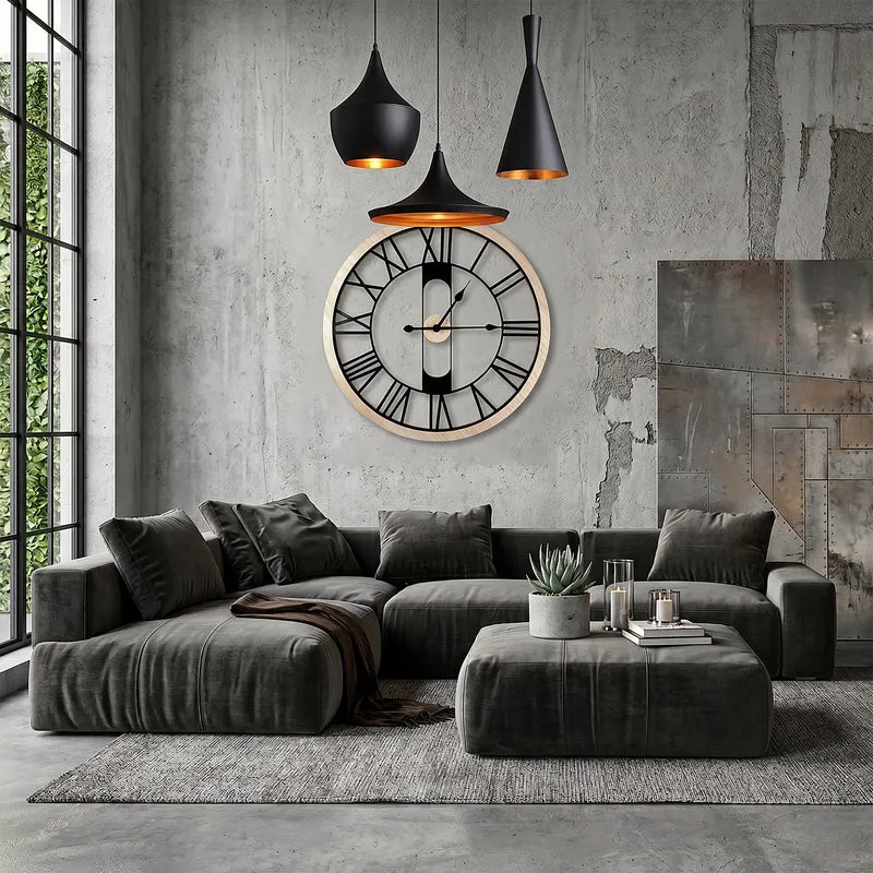 HORLOGE SILENCIEUSE BOIS ET METAL D70CM JACK