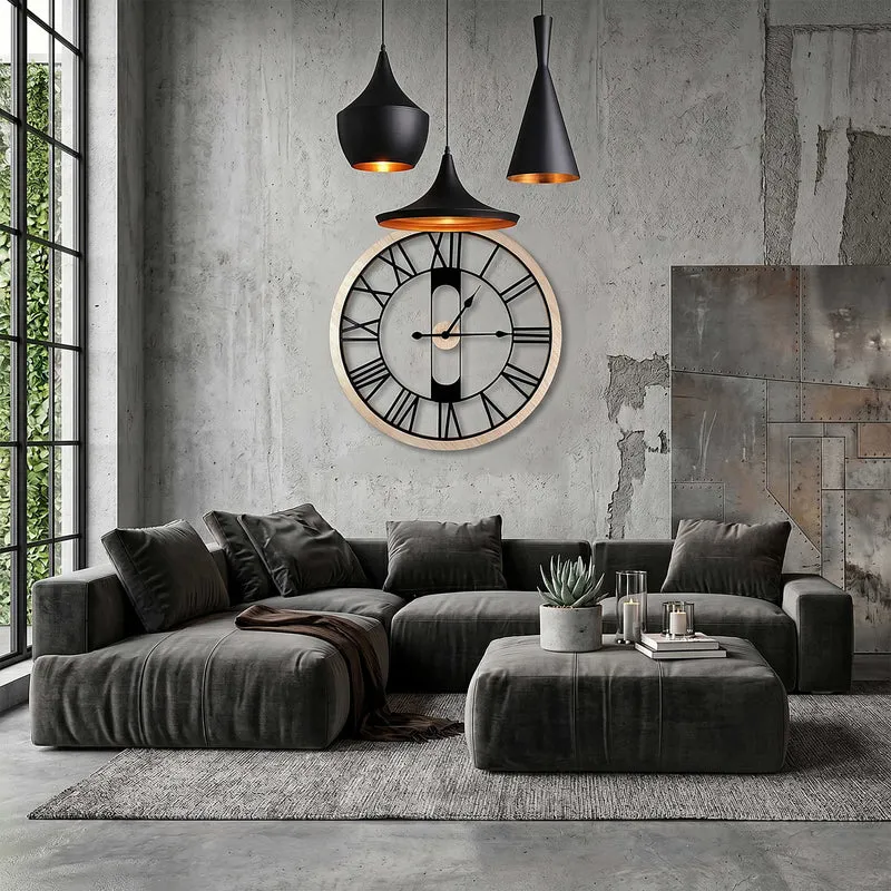 HORLOGE SILENCIEUSE BOIS ET METAL D70CM JACK