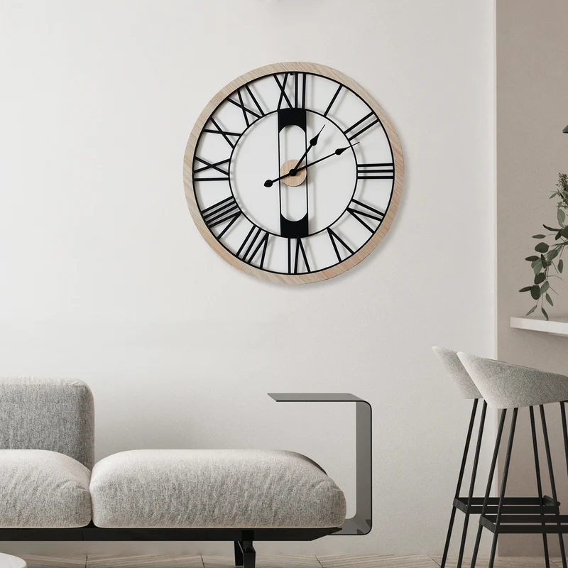 HORLOGE SILENCIEUSE BOIS ET METAL D70CM JACK