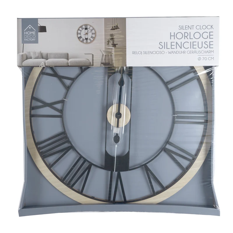 HORLOGE SILENCIEUSE BOIS ET METAL D70CM JACK