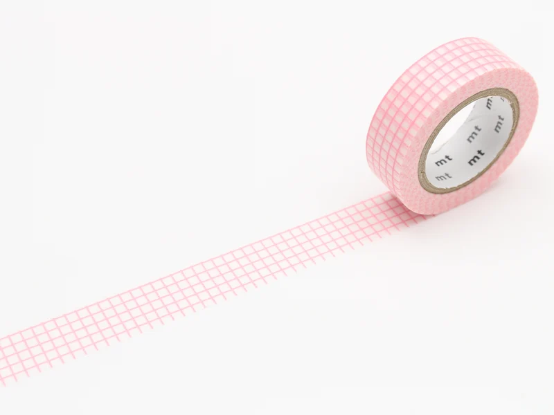 Masking Tape MT Motif quadrillage rose - Scrapbooking