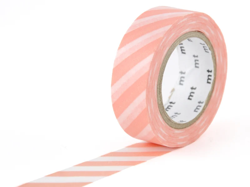 Masking Tape MT Motif rayure saumon - Scrapbooking