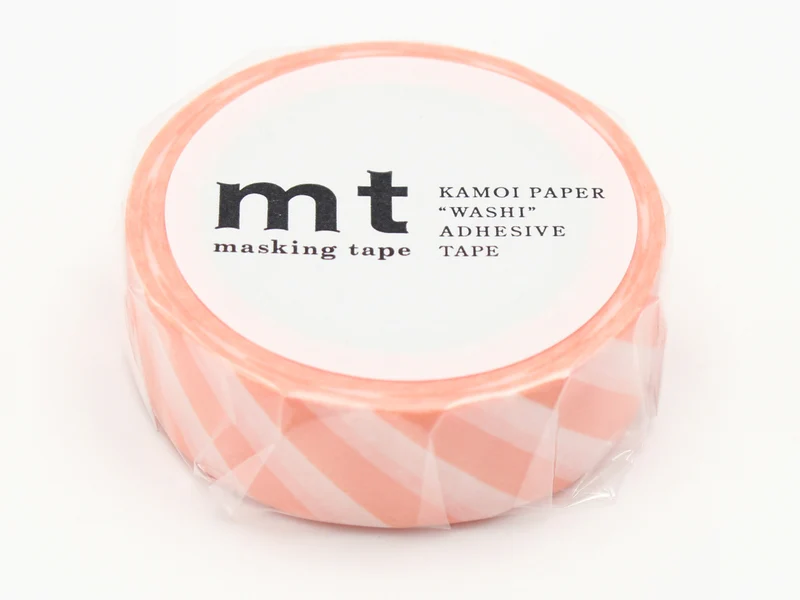 Masking Tape MT Motif rayure saumon - Scrapbooking