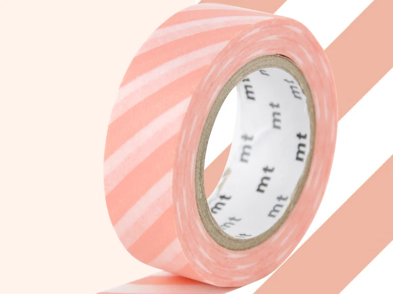 Masking Tape MT Motif rayure saumon - Scrapbooking