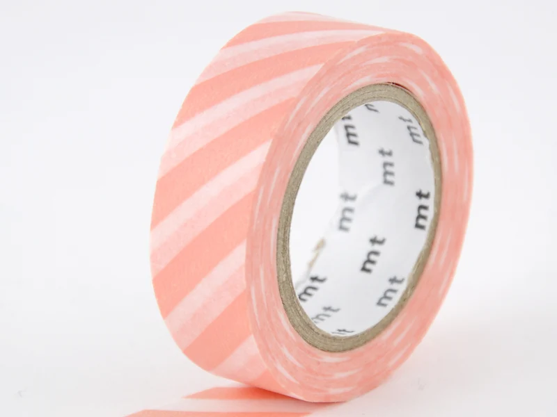 Masking Tape MT Motif rayure saumon - Scrapbooking