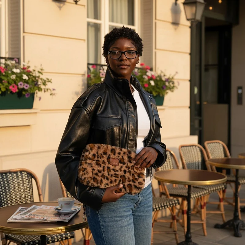 POCHETTE WILD FOURRURE FAUSSE LEOPARD
