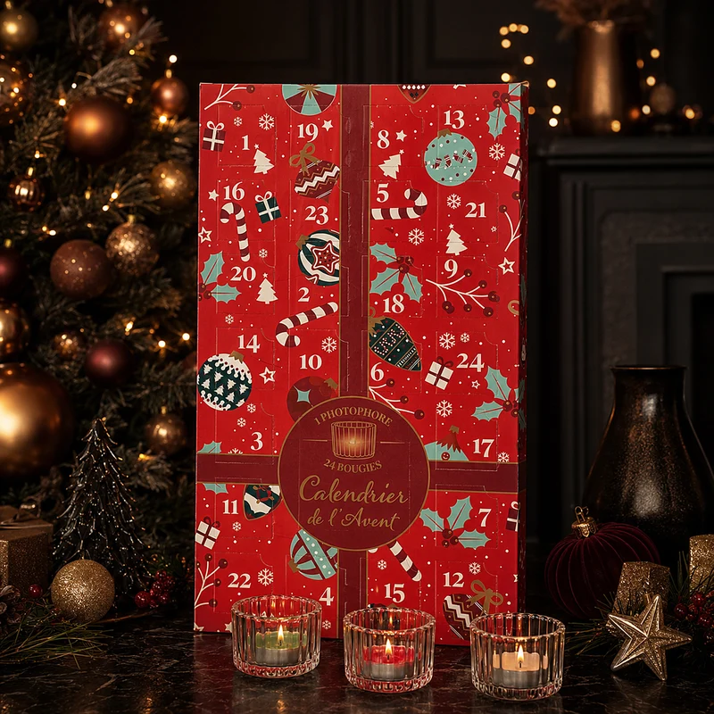CALENDRIER DE L'AVENT PHOTOPHORE ET BOUGIES PARFUMEES