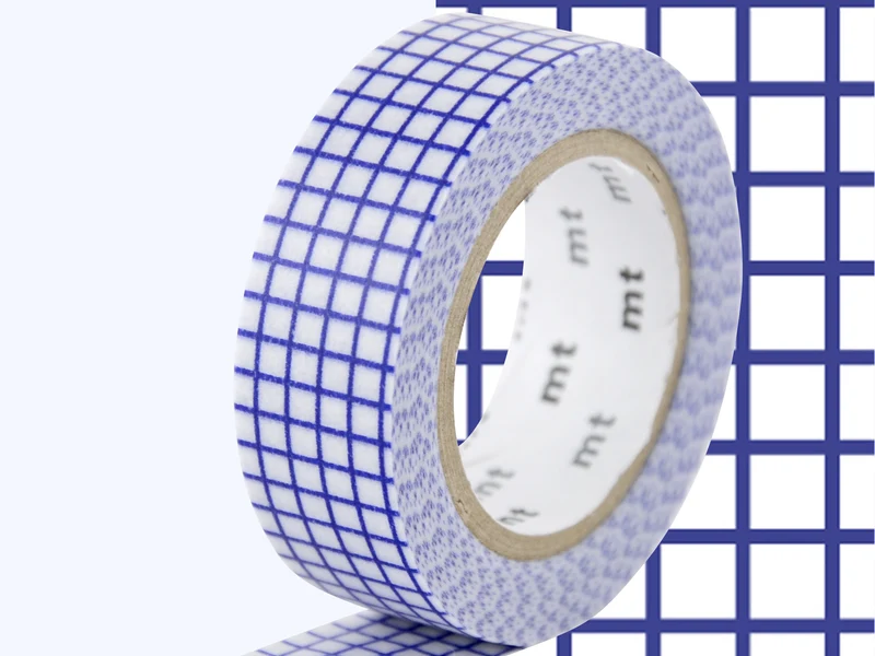 Masking Tape MT Motif quadrillage bleu - Scrapbooking