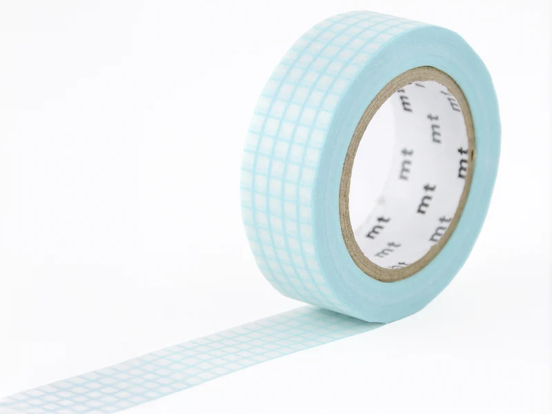 Masking Tape MT Motif quadrillage aqua - Scrapbooking