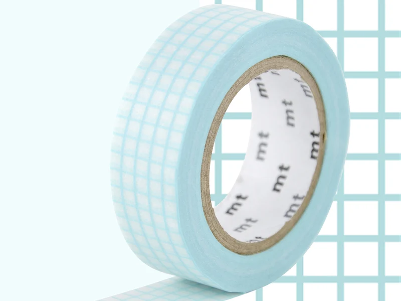 Masking Tape MT Motif quadrillage aqua - Scrapbooking