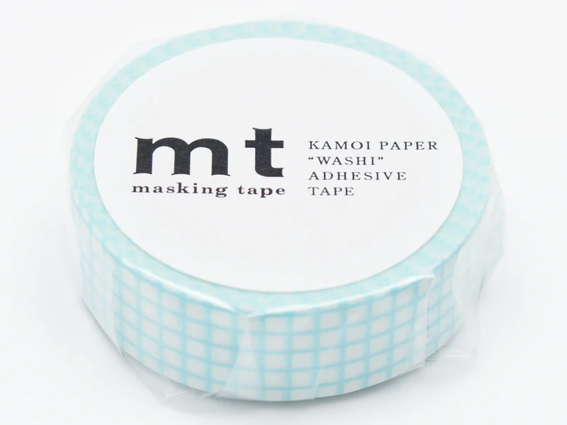 Masking Tape MT Motif quadrillage aqua - Scrapbooking