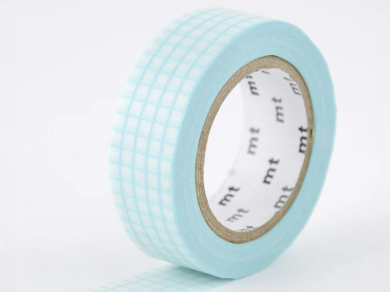 Masking Tape MT Motif quadrillage aqua - Scrapbooking