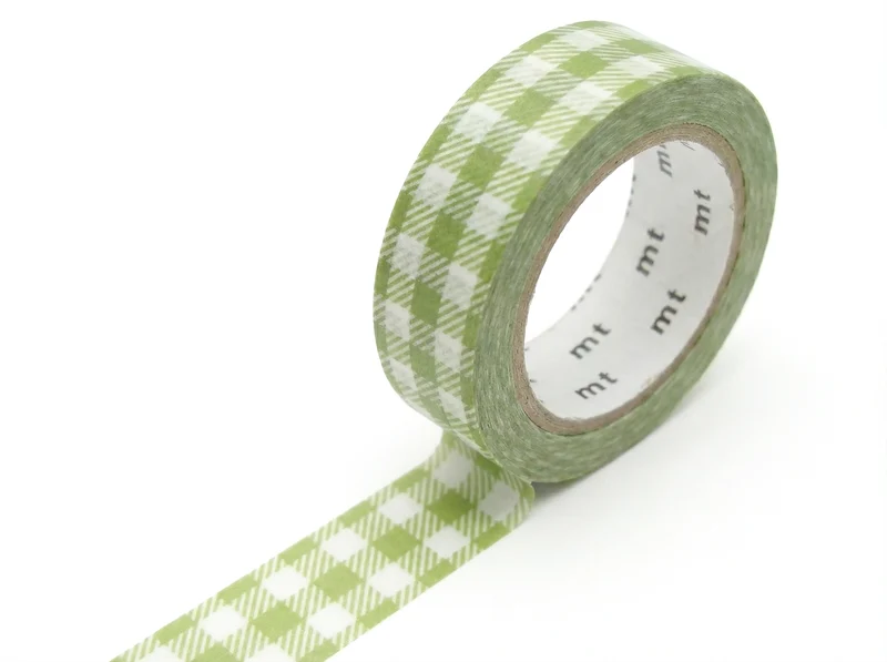 Masking Tape MT Vichy vert clair - Scrapbooking 1,5 cm x 7 m