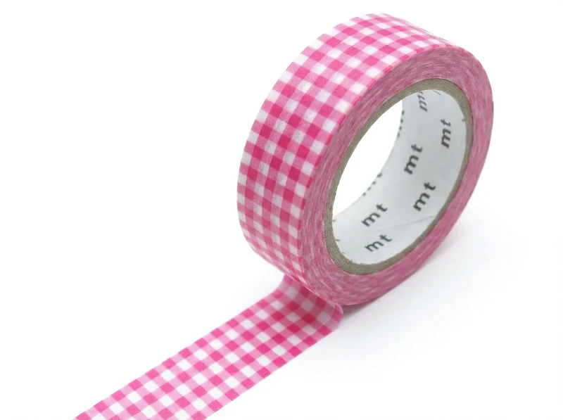 Masking Tape MT Mini Vichy rose - Scrapbooking 1,5 cm x 7 m