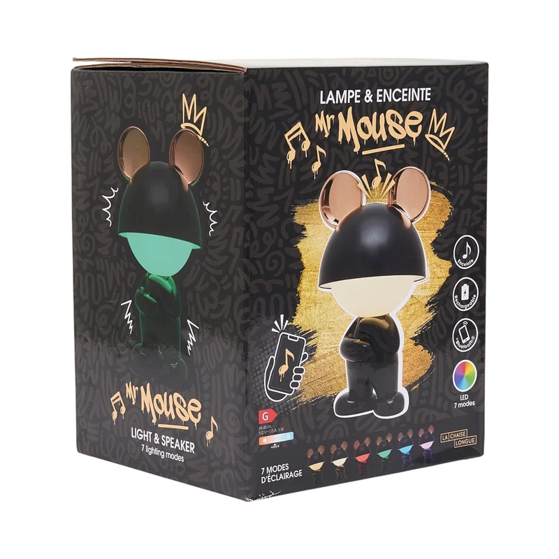 LAMPE ENCEINTE MISTER MOUSE GM DEBOUT NOIR