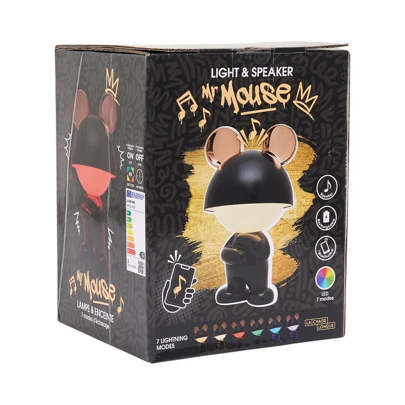 LAMPE ENCEINTE MISTER MOUSE GM DEBOUT NOIR