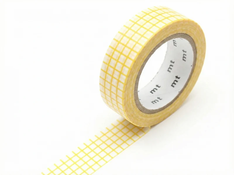 Masking Tape MT quadrillage jaune - Scrapbooking 1,5 cm x 5 m
