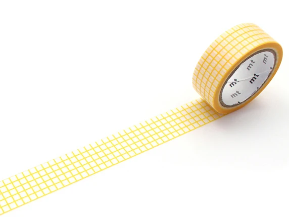 Masking Tape MT quadrillage jaune - Scrapbooking 1,5 cm x 5 m