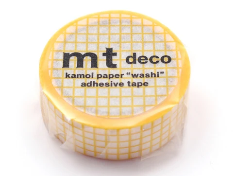 Masking Tape MT quadrillage jaune - Scrapbooking 1,5 cm x 5 m