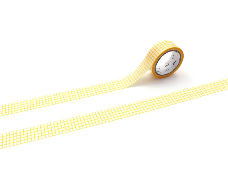 Masking Tape MT quadrillage jaune - Scrapbooking 1,5 cm x 5 m