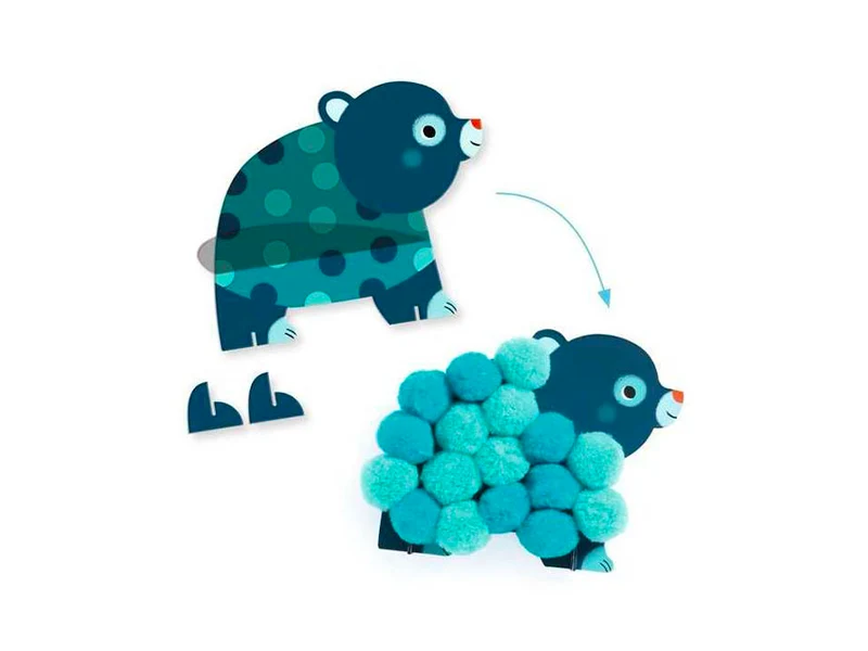 Collage de pompoms Animaux - Djeco