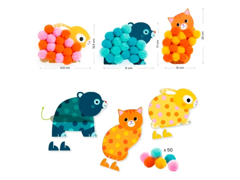 Collage de pompoms Animaux - Djeco