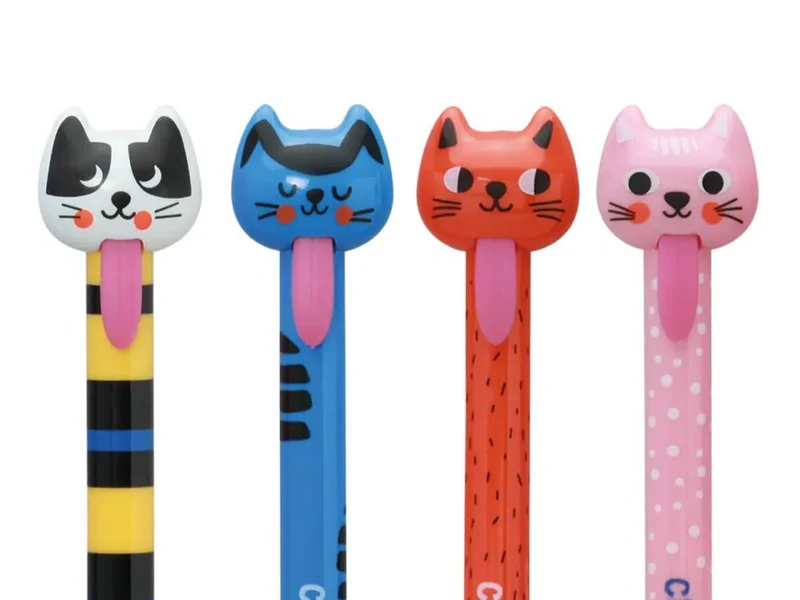 Stylo effaçable Cute Cats 0,5 mm encre bleue - coloris aléatoire