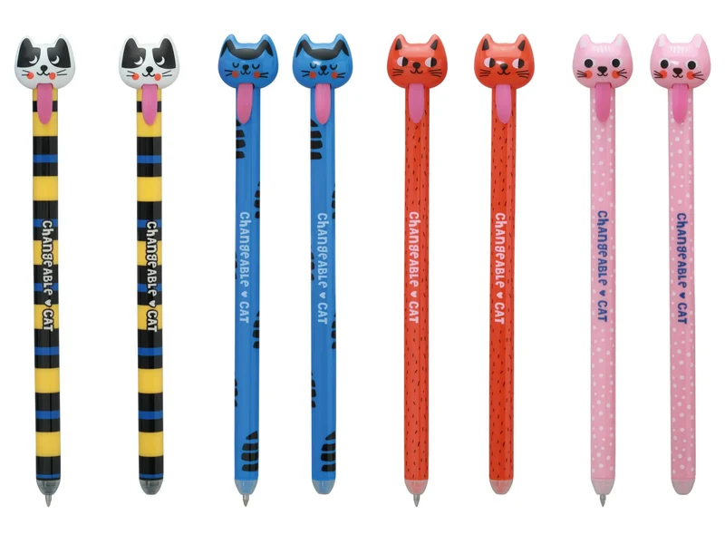 Stylo effaçable Cute Cats 0,5 mm encre bleue - coloris aléatoire