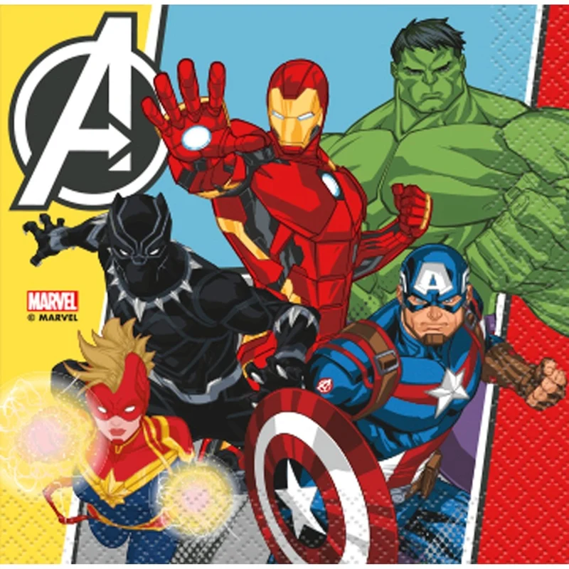 Marvel Avengers Birthday Party Small Beverage Napkins, 16 Count