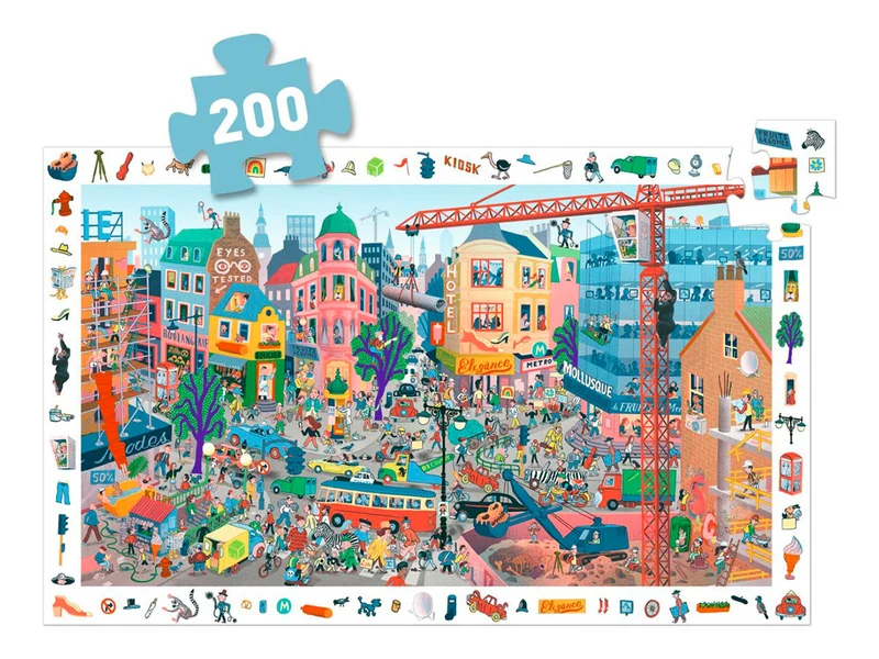 Puzzle et Poster cherche et trouve La ville - 200 pièces Djeco