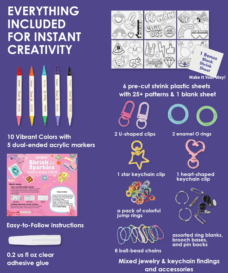 Grabie Retro Vibes DIY Shrink Art Craft Kit