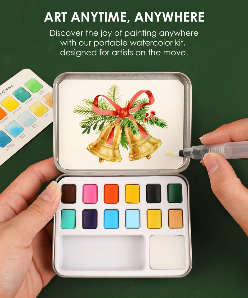 Grabie Watercolor Pocket Set of 12 With Brush Holiday Colors