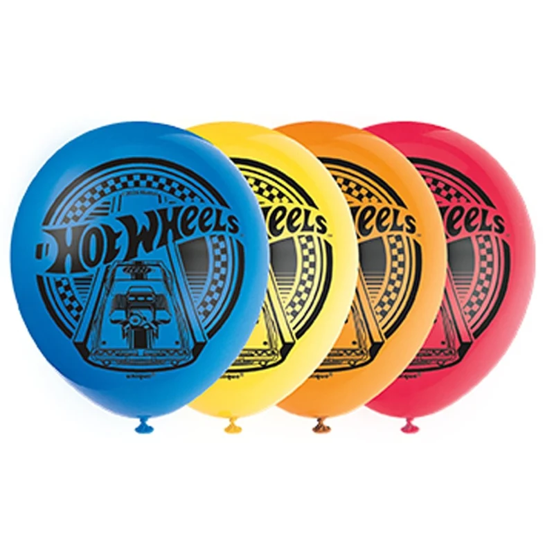 Hot Wheels Birthday Party Latex Balloons, 12 Inches, 8 Count