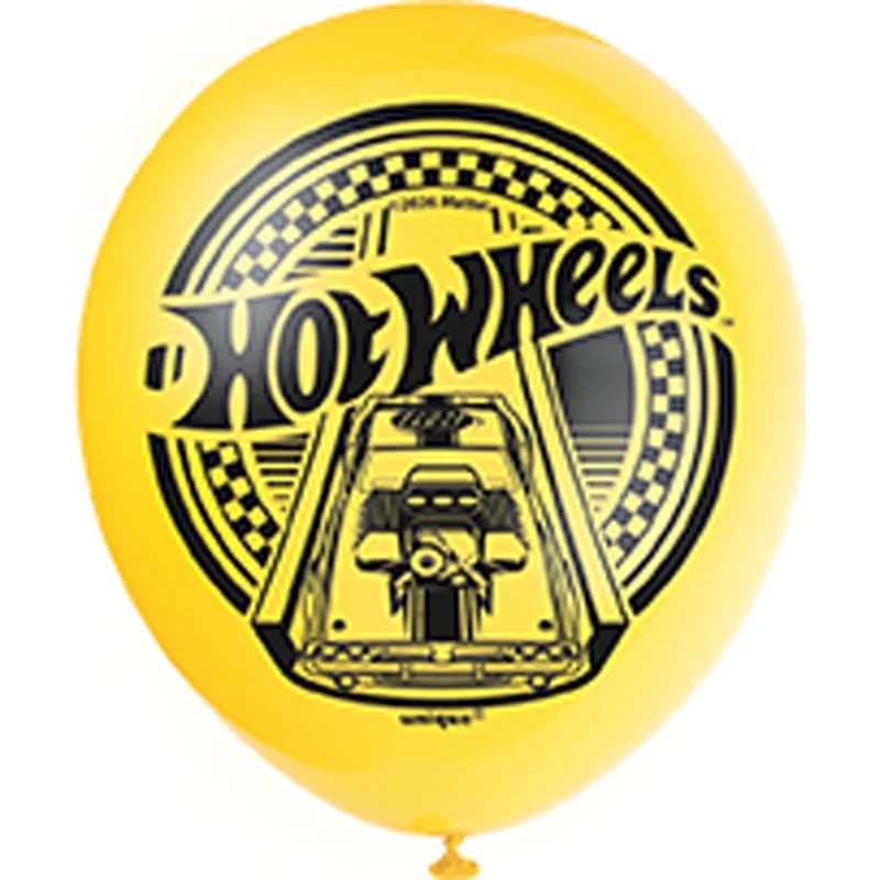 Hot Wheels Birthday Party Latex Balloons, 12 Inches, 8 Count