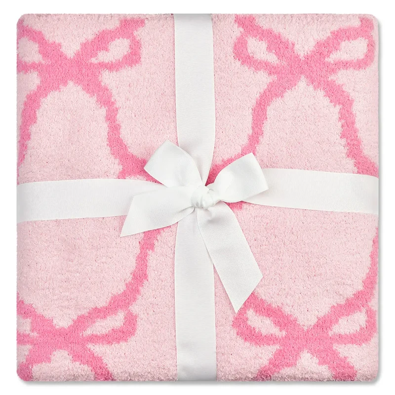 Sweet Trellis Bow Cozy Knit Blanket by Iscream