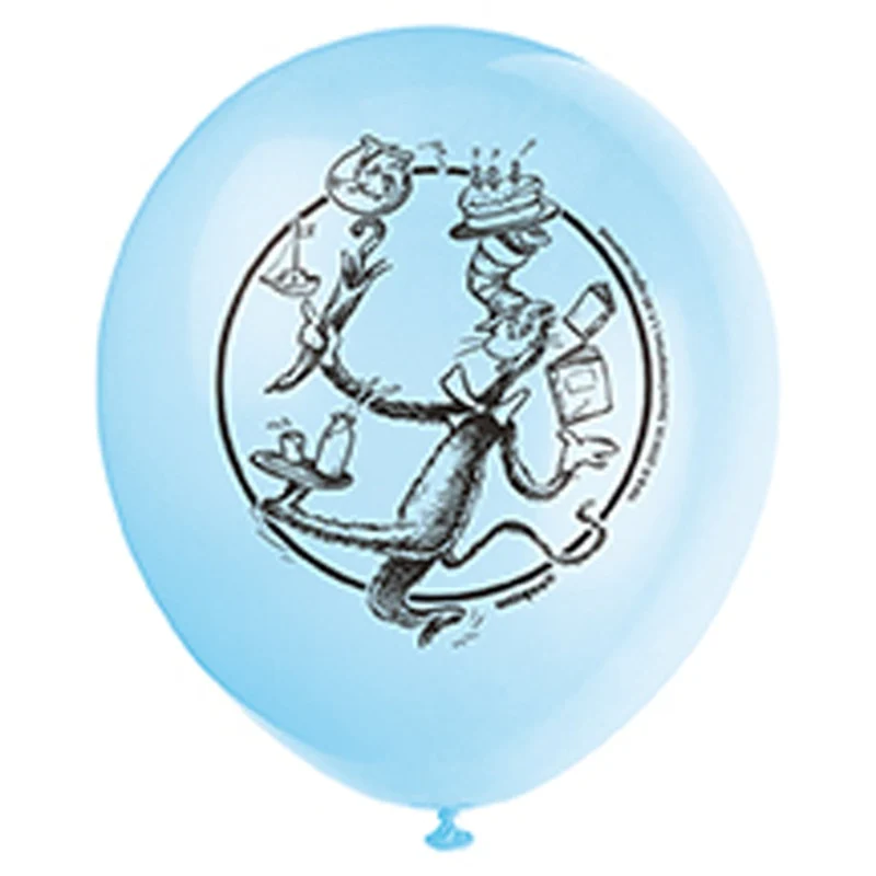 Cat In the Hat Birthday Party Latex Balloons, 12 Inches, 8 Count