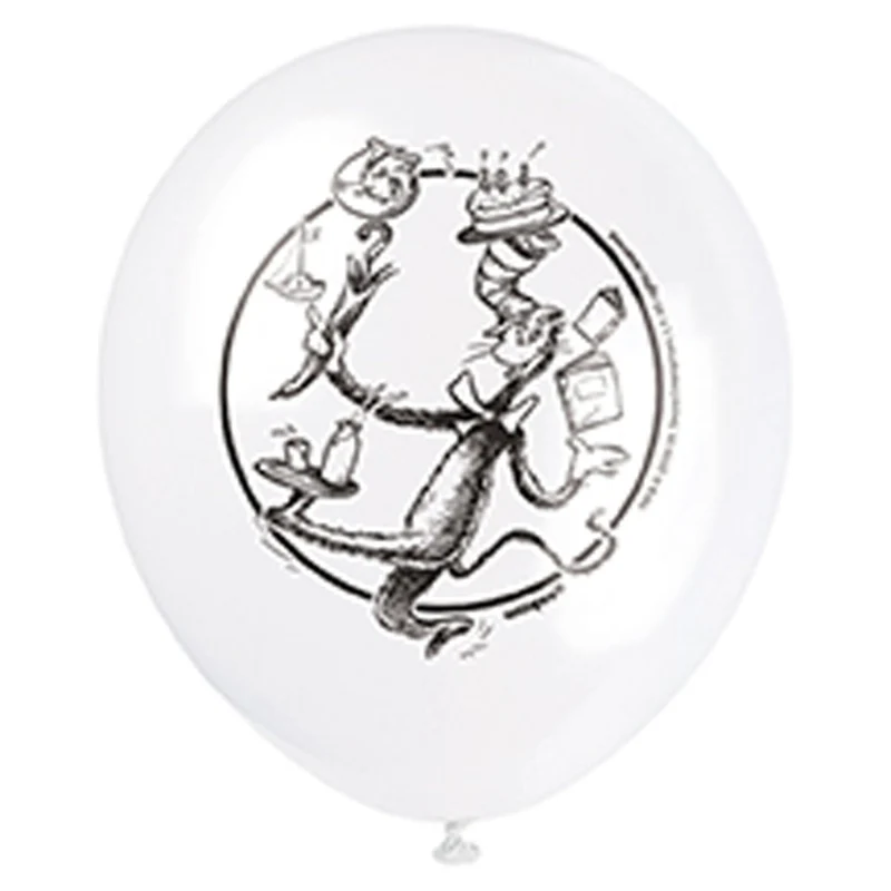 Cat In the Hat Birthday Party Latex Balloons, 12 Inches, 8 Count