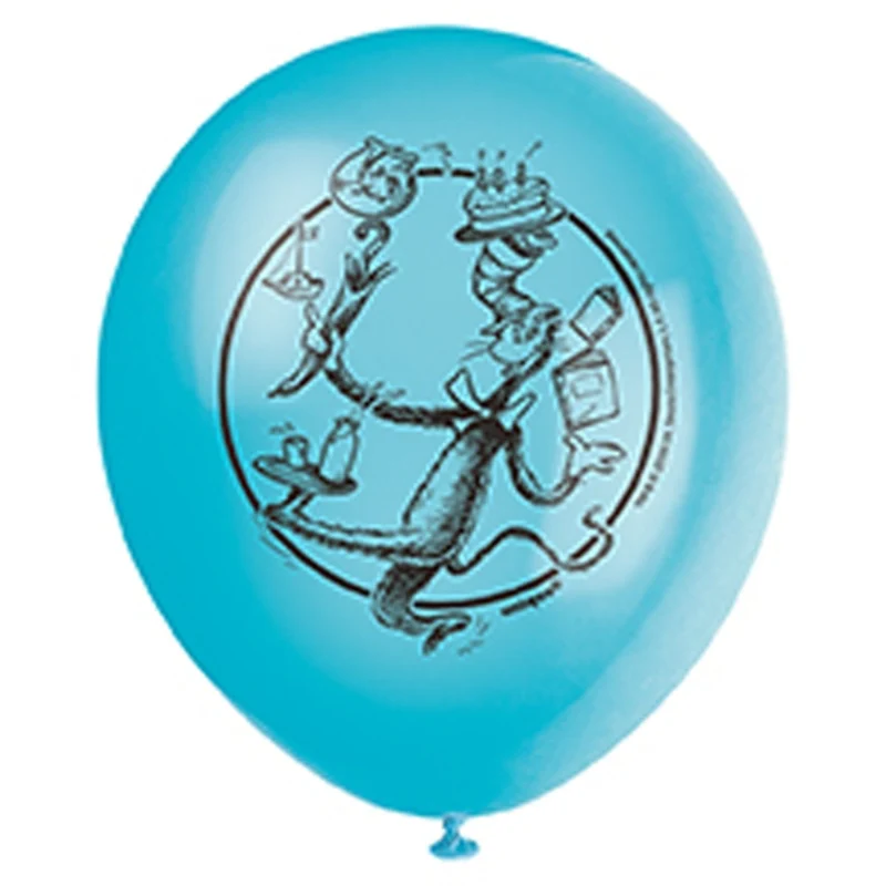 Cat In the Hat Birthday Party Latex Balloons, 12 Inches, 8 Count