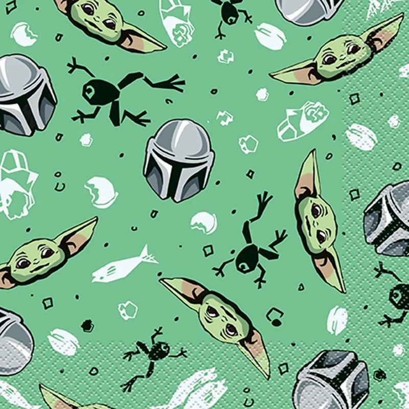 Star Wars: The Mandalorian and Grogu Birthday Large Lunch Napkins, 16 Count